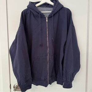 Brandy melville navy oversized christy zip up hoodie